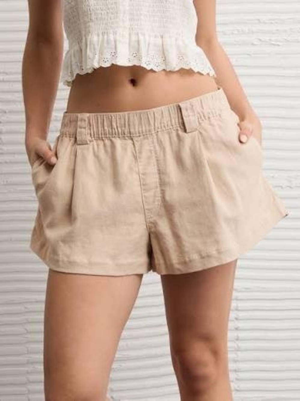 AE Stretch Pleated High Waisted Trouser Shorts